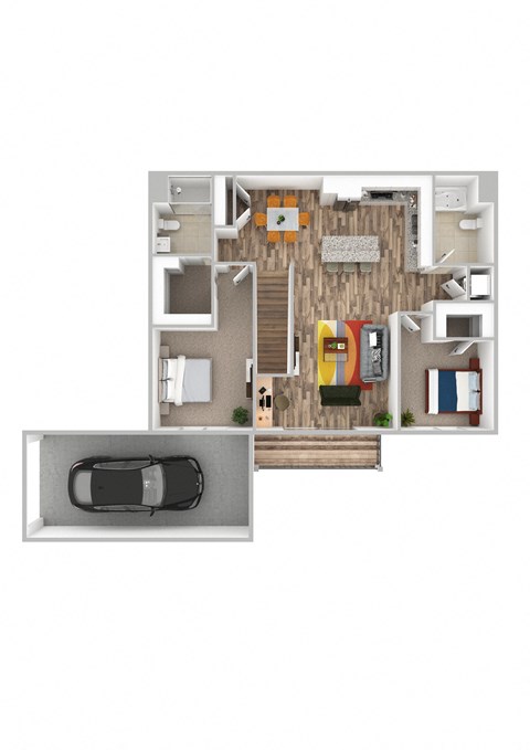 Floor plan for 2 beds, 2 baths, 1203 sqft